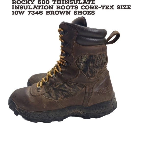 Rocky Shoes Men 10W 600 Thinsulate Insulation Boots Core-Tex 7346 Brown - Picture 1 of 10
